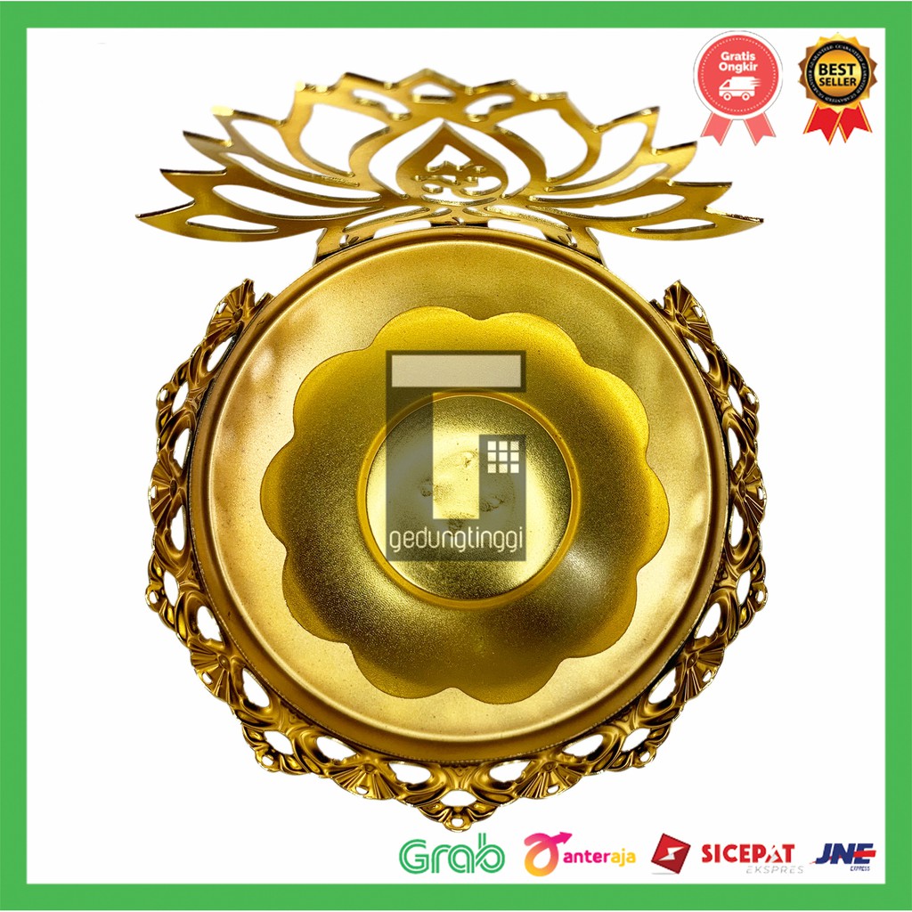 Tempat Wadah Lilin Teratai Altar Sembahyang Buddha Budha Candle Holder Tealinght Kuningan Gold Emas