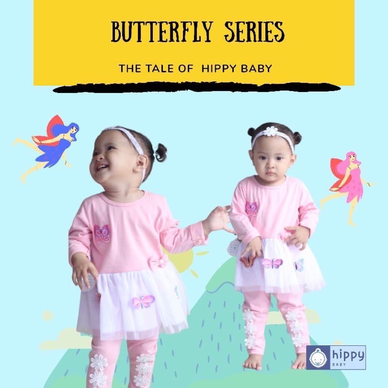 Set Tutu Butterfly Hippy Baby free bandana 0 bulan - 3 tahun nablfashion