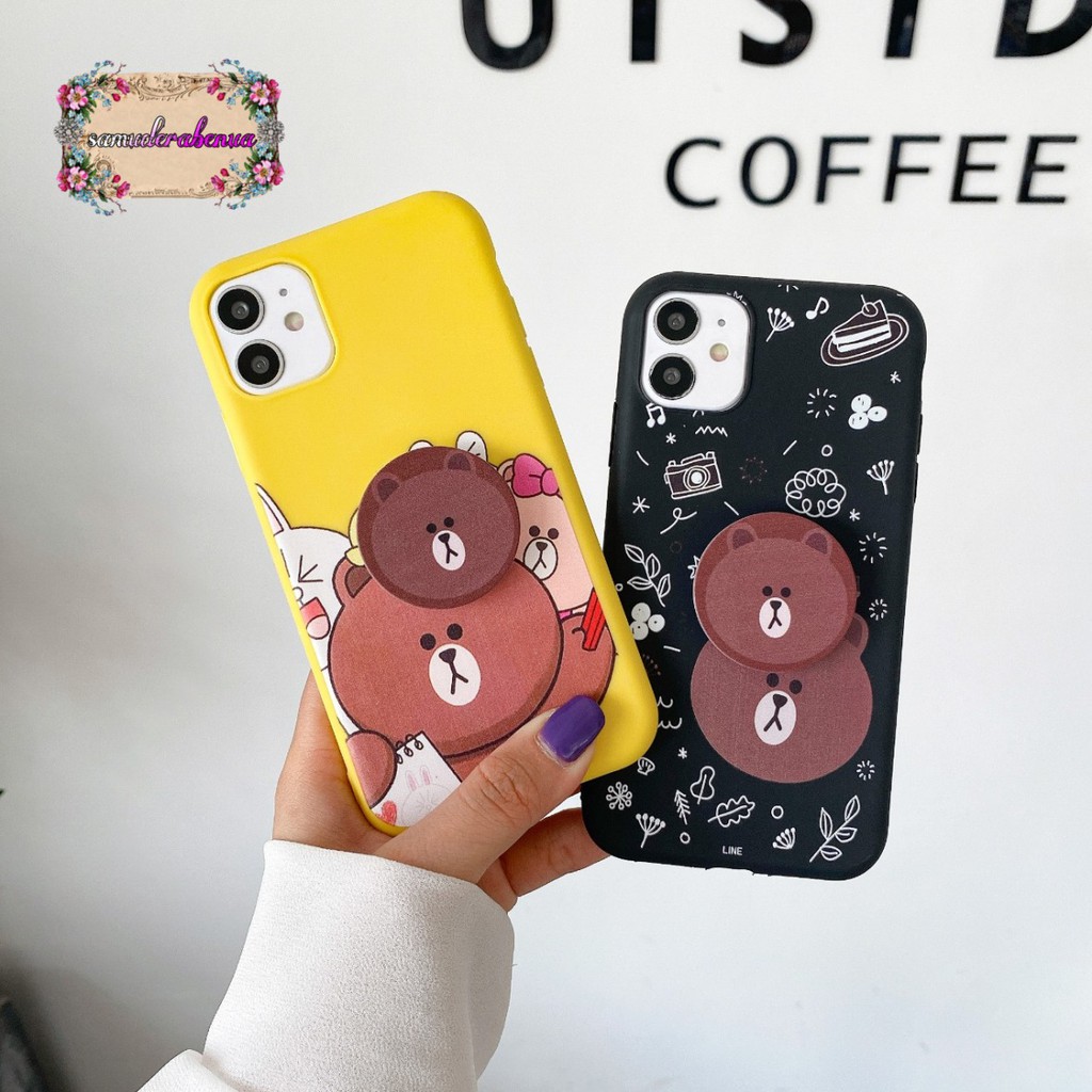 SS261 Softcase Popsocket BEAR Oppo F1s A59 A3s A5s A7 A11k A12 A5 A9 2020 A31 A8 SB1588