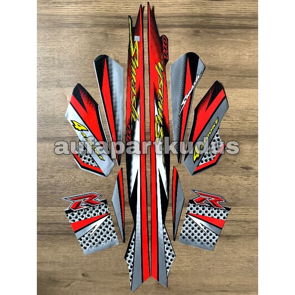 Stripping strip stiker sticker lis polet body Suzuki Smash thn.2016 Hitam Merah striping les suzuki 