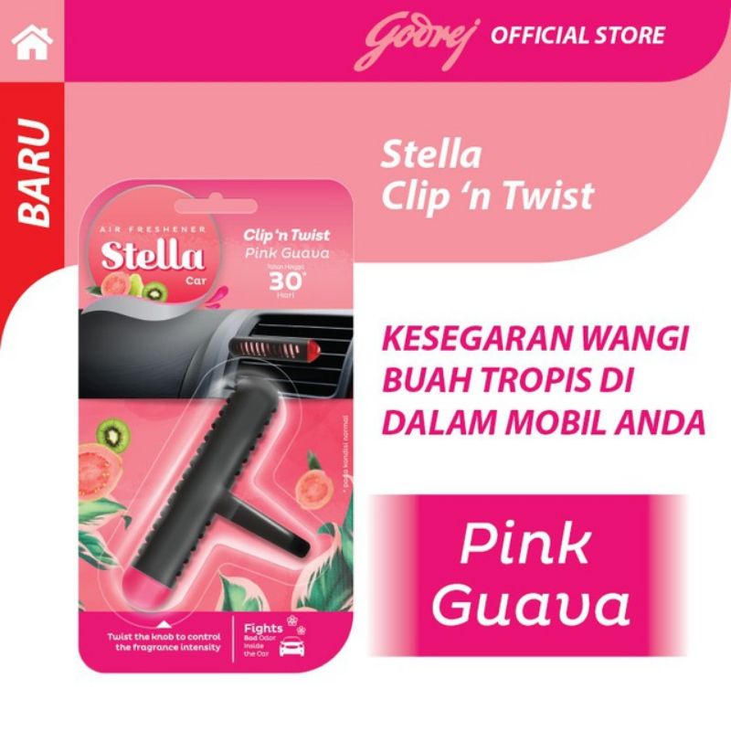 STELLA CAR CLIP'N TWIST air freshener parfum mobil PINK GUAVA