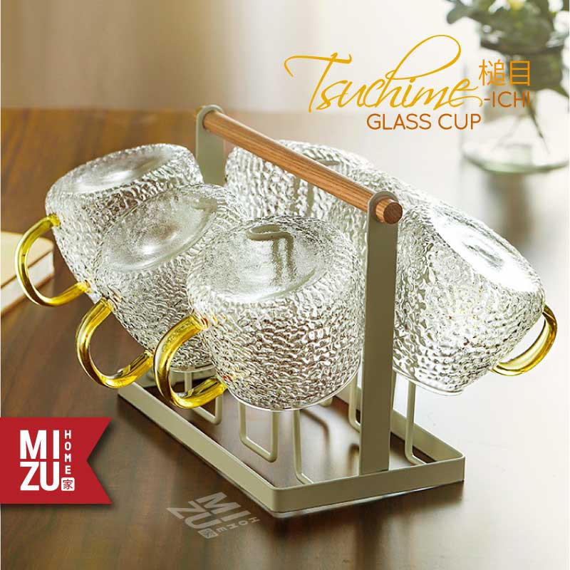 MIZU TSUCHIME-ICHI Glass Cup Japanese Hammered Mug Cangkir Kaca Cangkir Minum Air Teh Kopi Jepang-2