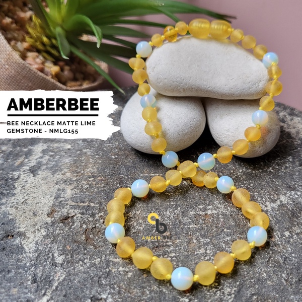 Kalung Amber Pereda Nyeri Tumbuh Gigi Anak Premium Mix Gemstone NMLG155 By Amber Bee