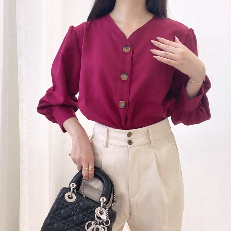 YOOMI Blouse Puffed Korean Atasan Cuffed Sleeve 0315 121