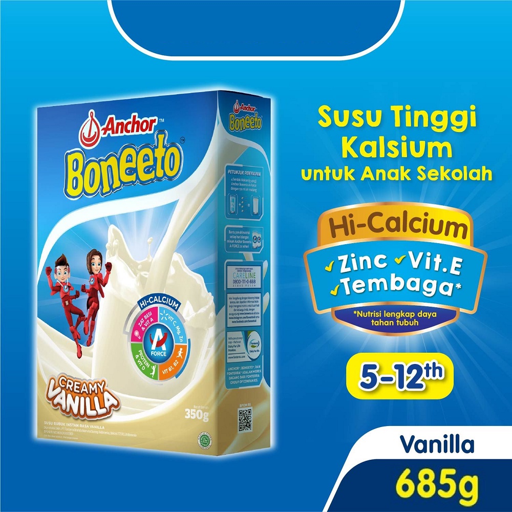 

Boneeto Susu Bubuk Vanilla 685g - Nutrisi Daya Pikir dan Tubuh Aktif Anak