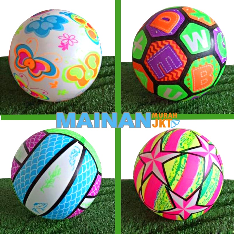 MAINANKEI MAINAN ANAK MURAH BOLA KARET KELAP KELIP BERMOTIF BOLA KARET MAINAN ANAK BERKUALITAS