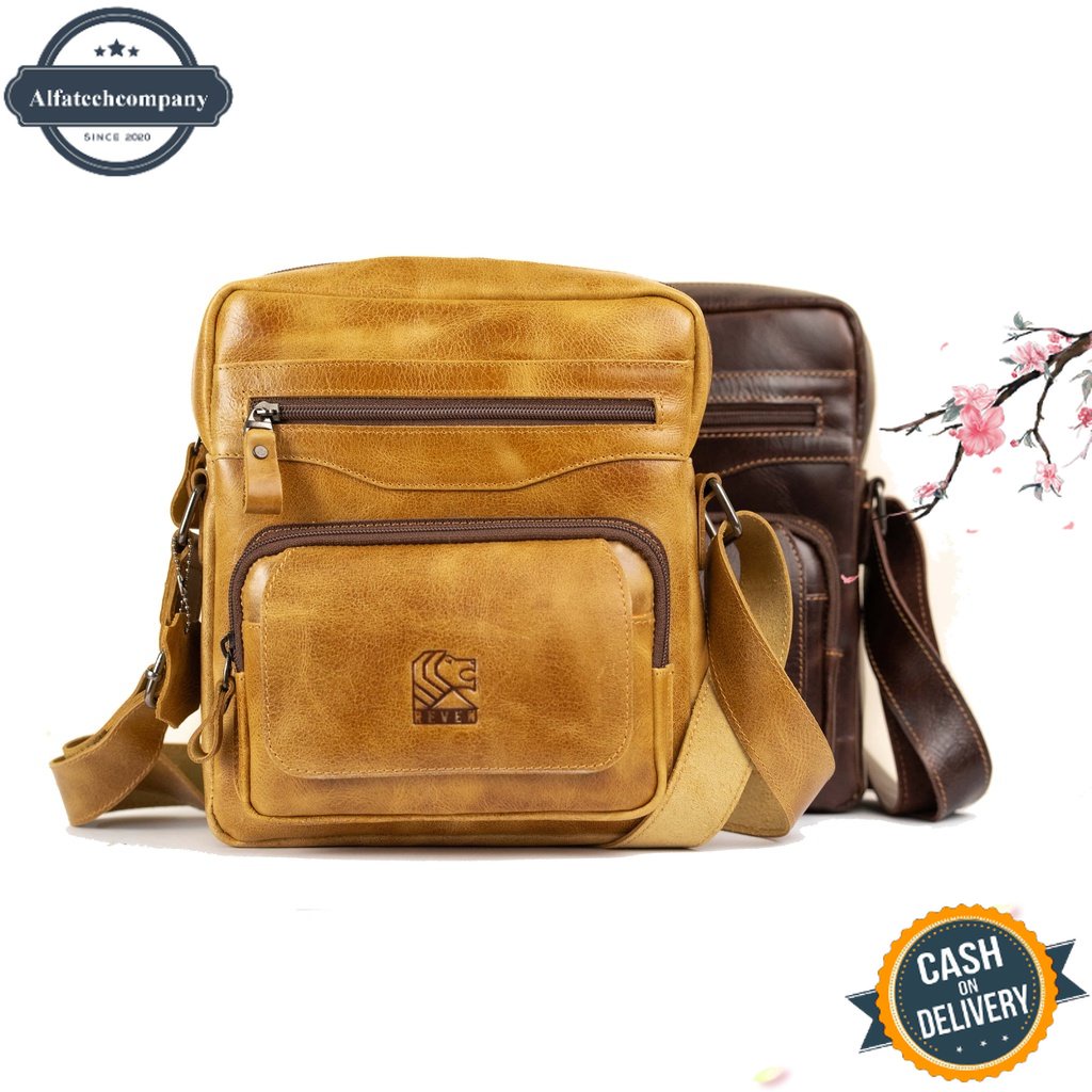 COD REVEN LEATHER - Tas selempang pria kulit asli Reven Breaker Slingbag kulit