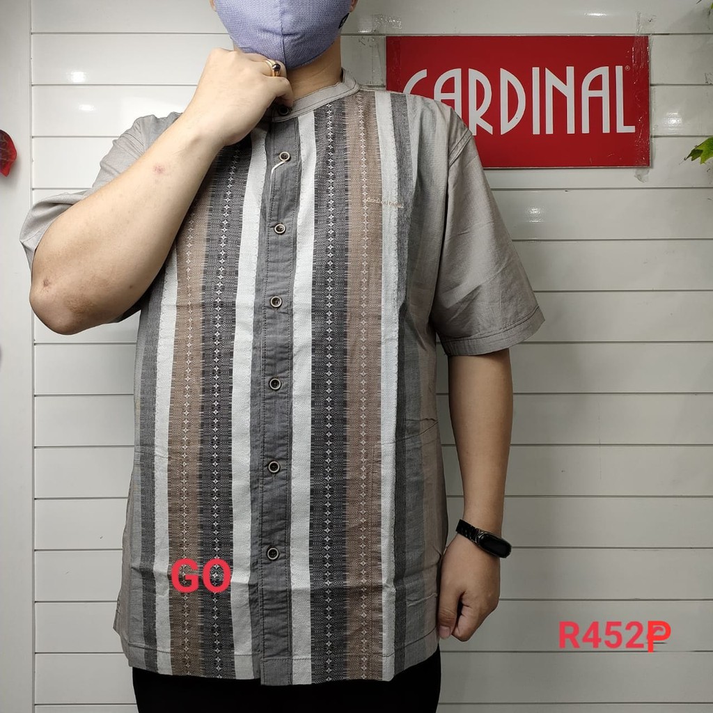 gof XL CARDINAL KEMEJA KOKO Taqwa Pakaian Pria Original Baju Muslim Salur Lengan Pendek Kekinian TBS