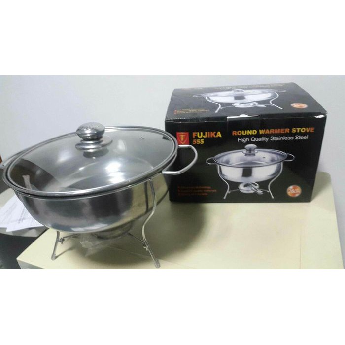 Prasmanan Warmer Stove (28) / Tempat Prasmanan / Pemanas Makanan soup Bulat Stainless Tutup Kaca