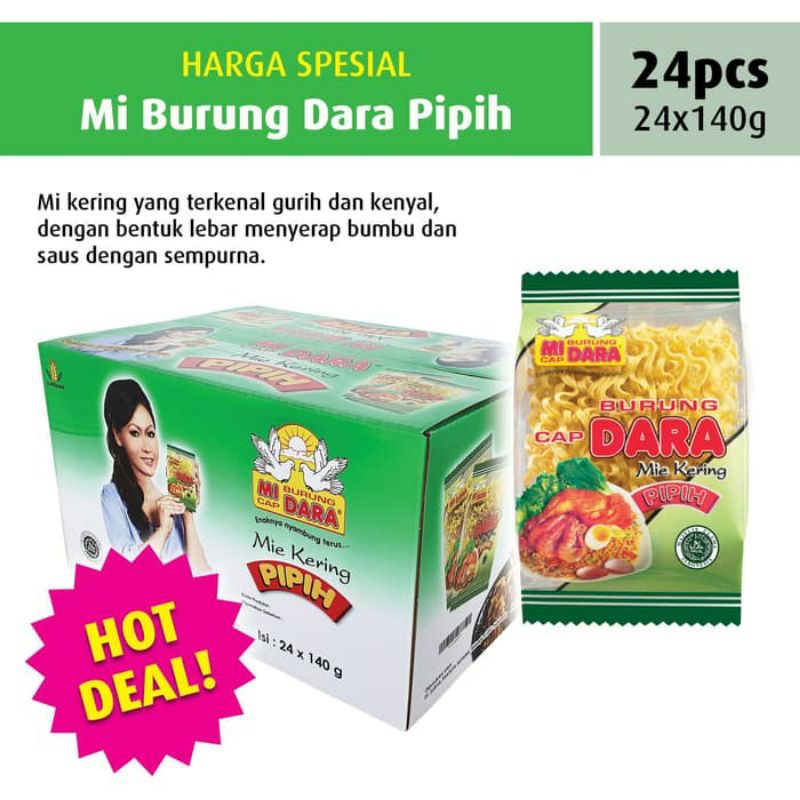 

Mie Burung Dara Pipih ( 1 Dus )