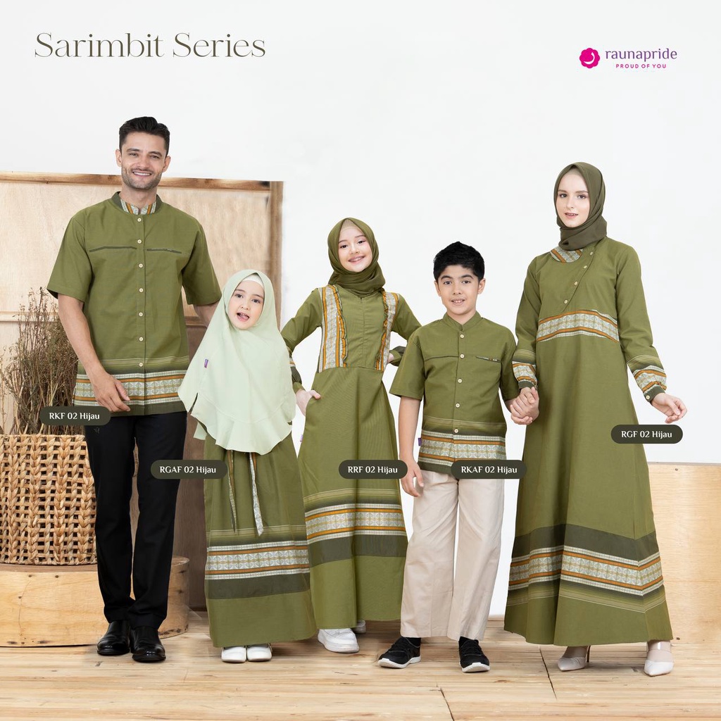 Sarimbit Rauna Couple Keluarga / SR - 02 Hijau / RGF 02A Hijau - RGF 02B Hijau - RKF 02 Hijau - RGAF 02 Hijau - RKAF 02 Hijau / Fashion Muslim