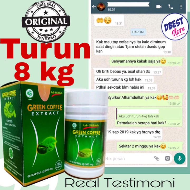 [BISA COD] PROMO MURAH!! Green Coffe Extract Kopi Hijau Kapsul Pembakar Lemak Penahan Nafsu Makan - 60Kapsul + G