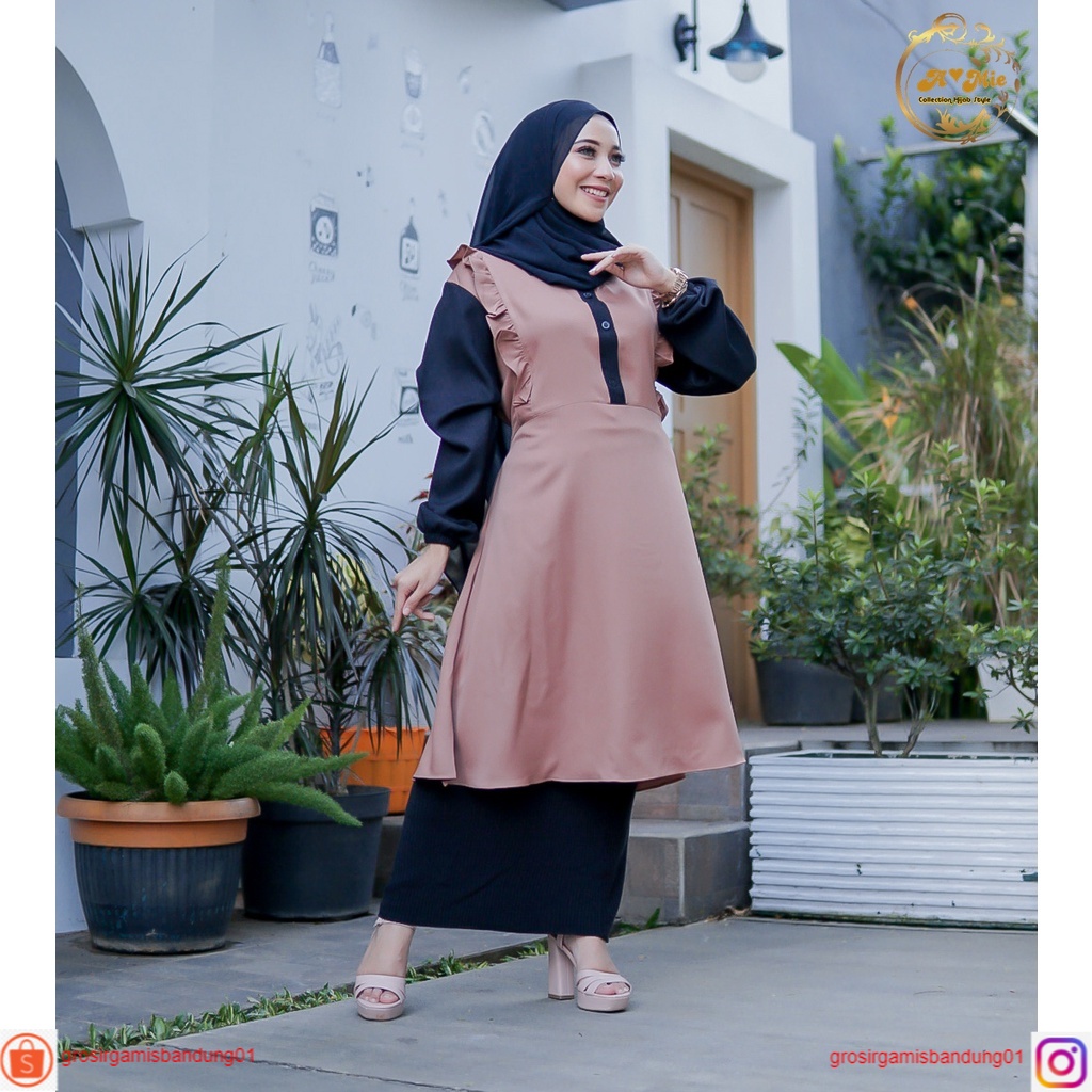 Ayla Tunik Amie  | OOTD | Atasan Muslim Wanita Terkini | Baju | Inner | Baju Muslim Polos | Kombinas