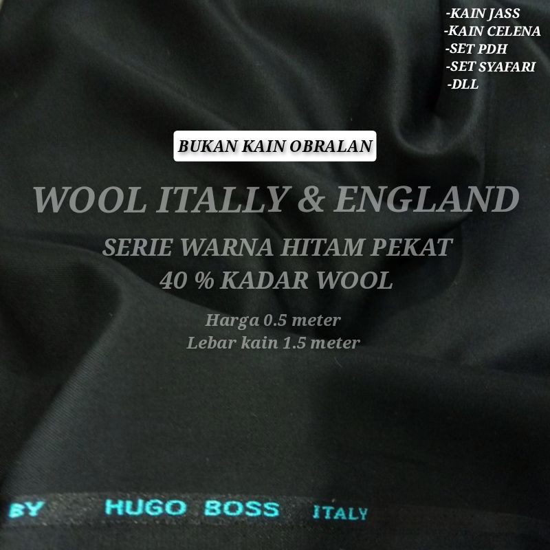KAIN WOOL SUPER BLACK ITALY & ENGLAN BY HUGO BOSS SEMI WOLL