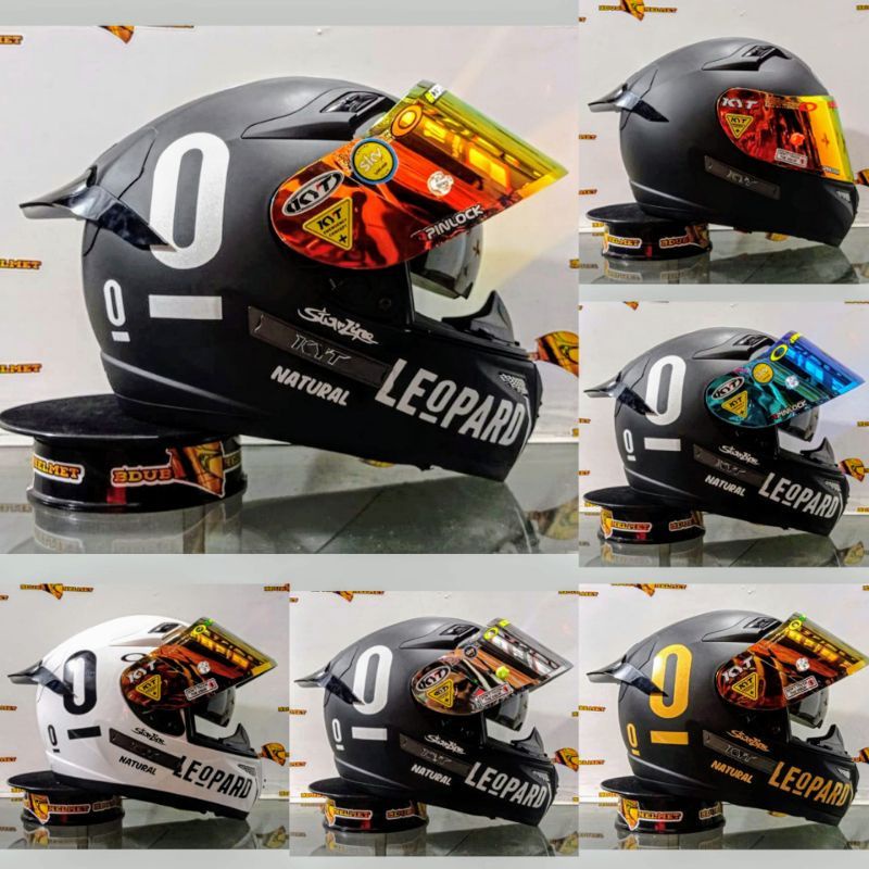 helm full face kyt k2 raider black doff paket ganteng leopard