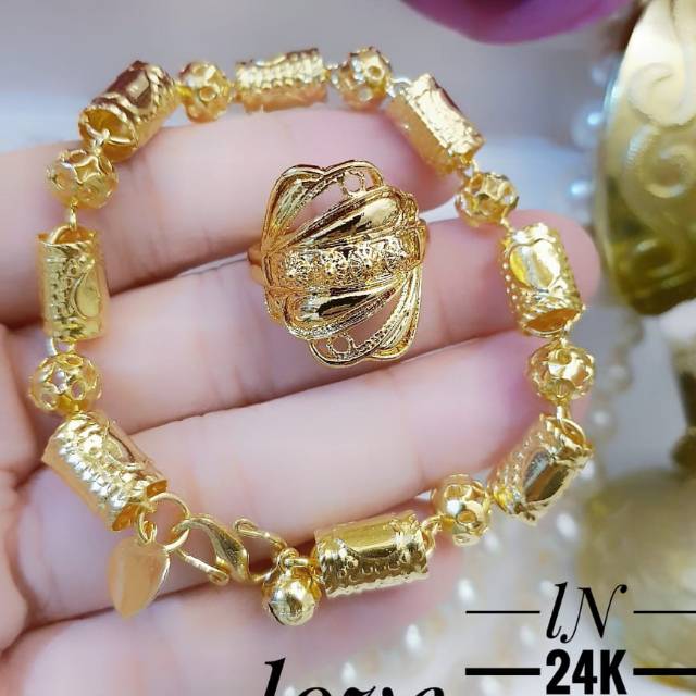 Xuping gelang dan cincin lapis emas 24k 2003i