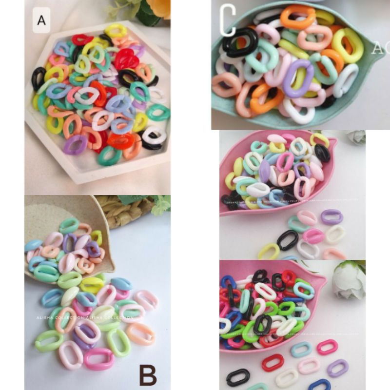 Manik Rantai Plastik Warna Warni | Mote Rantai Plastik Warna Warni