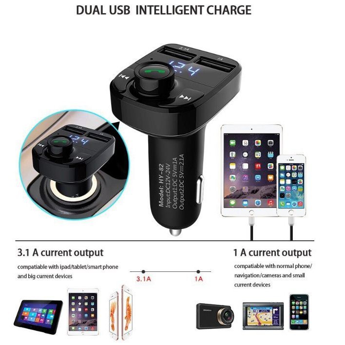 Bluetooth receiver  Car Charger  Mobil 2 Port USB Modulation MP3 Transmitter Dengan Bluetooth ORIGINAL 3.1 Amper