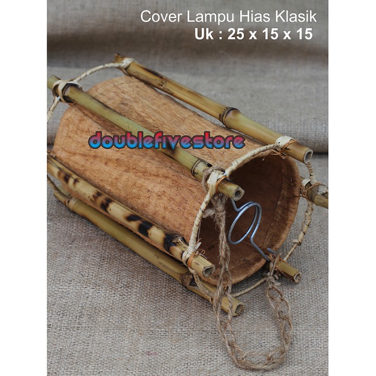 Kap Lampu Hias Bambu Kap Lampu Hias Gantung Klasik Bambu Kulit Kayu Tradisional Uk 25 x 15 x 15