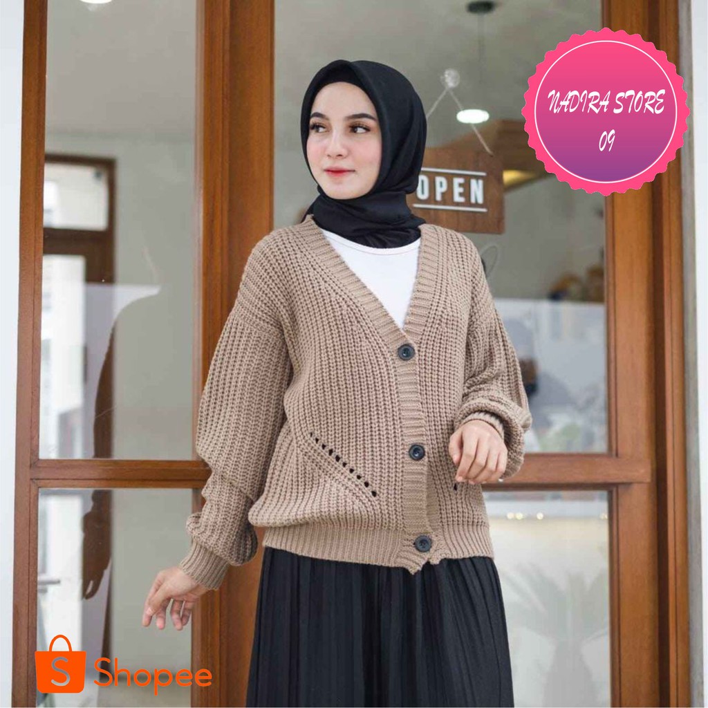 CARDIGAN RAJUT KANCING CORAK PREMIUM