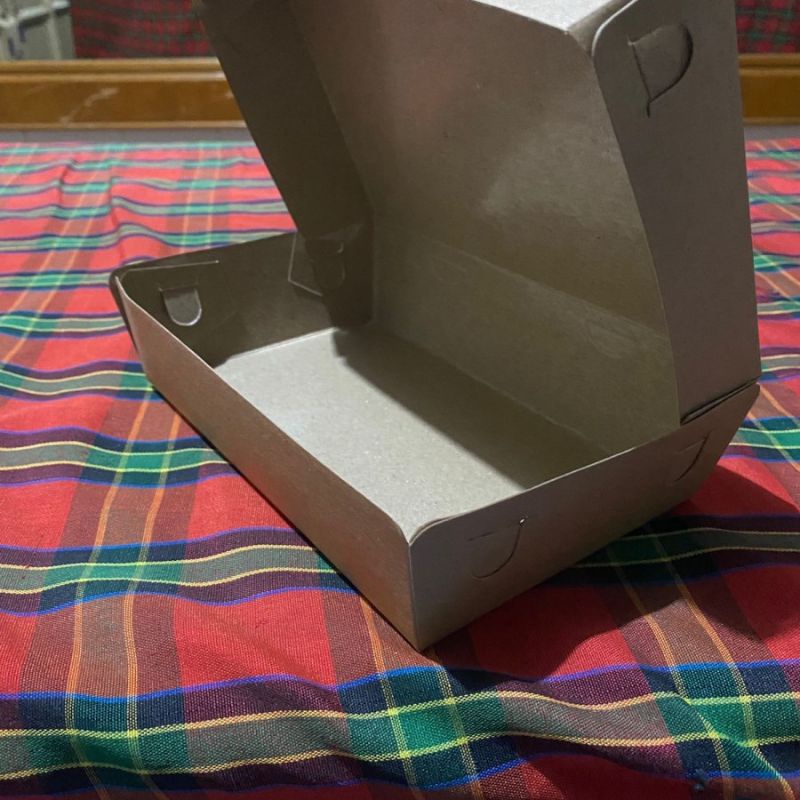 50 Pcs Paper Lunch Box L Tahan Minyak & Air /Bento Box /Paper Lunch Box L/Lunch Box L Coklat