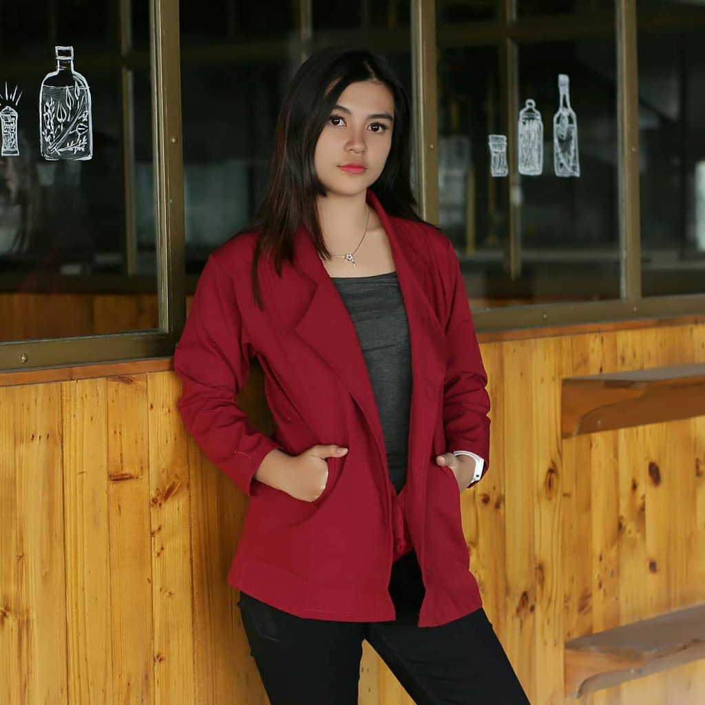 Hana blazer bahan baby canvas