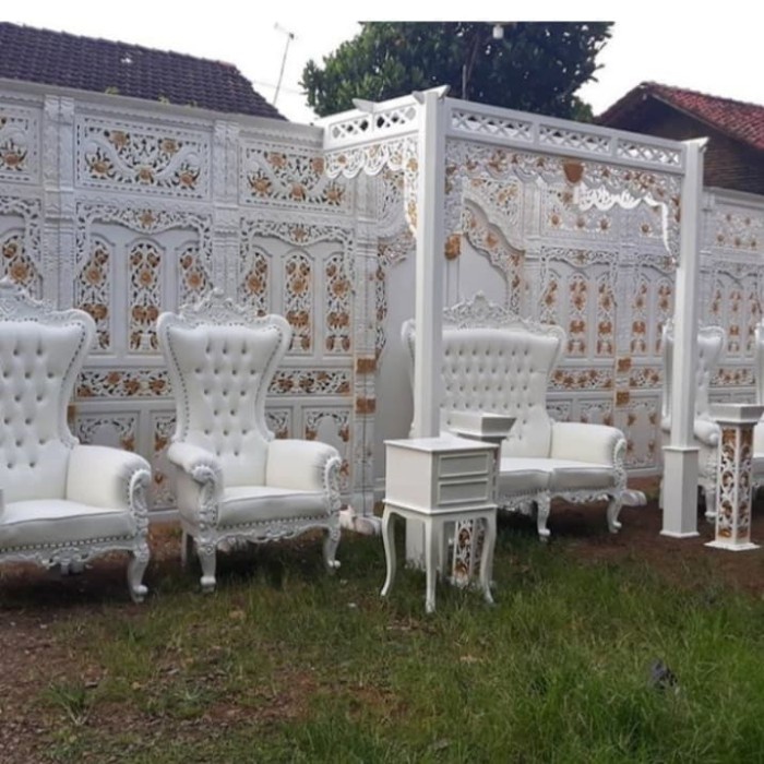 kursi pelaminan set manten gebyok jawa minimalis dekorasi set syahrini