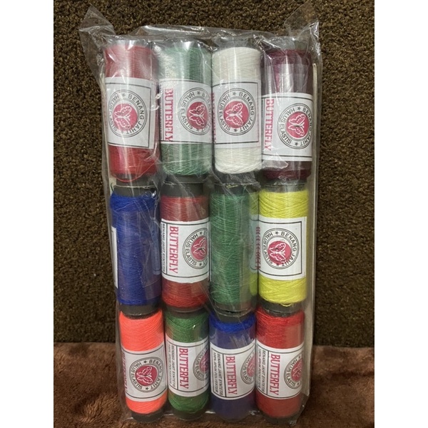 Benang Jahit 12pcs  Benang Jahit Super Draw Murah isi 12roll / Benang Jahit 12pcs Butterfly warna / Benang jahit super draw warna