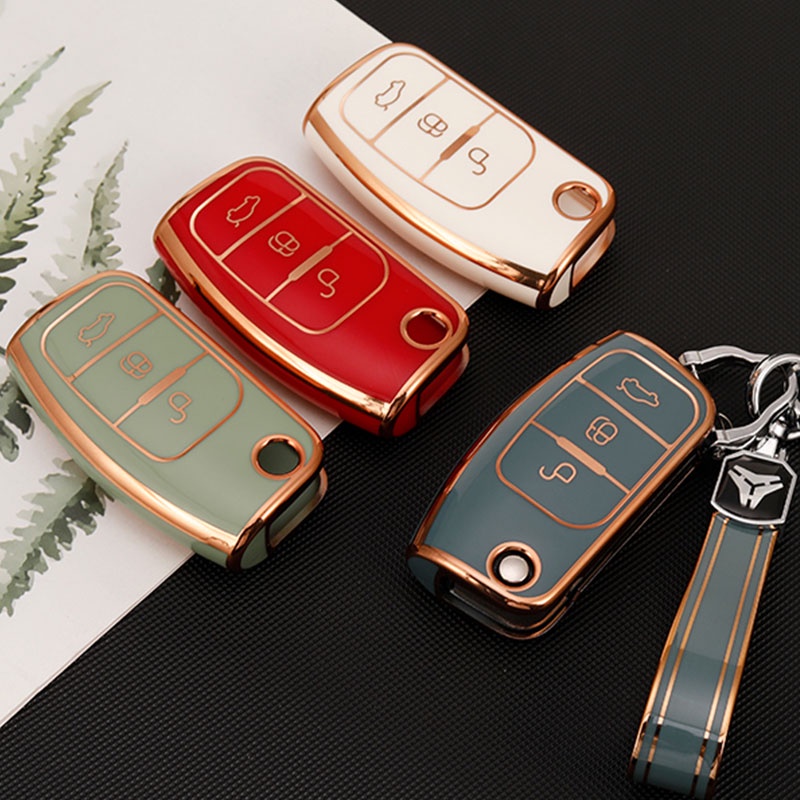 Casing Kunci Mobil 3 Tombol Bahan TPU Untuk Ford Fiesta Focus 2 EcoSport Kuga Escape Falcon B-Max C-Max