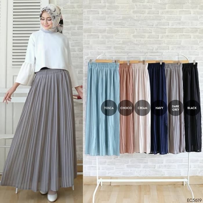 ROK PLISKET ROK PISKET ROK MUSLIMAH SKIRT POLOS BAWAHAN KERJA KANTOR KULIAH