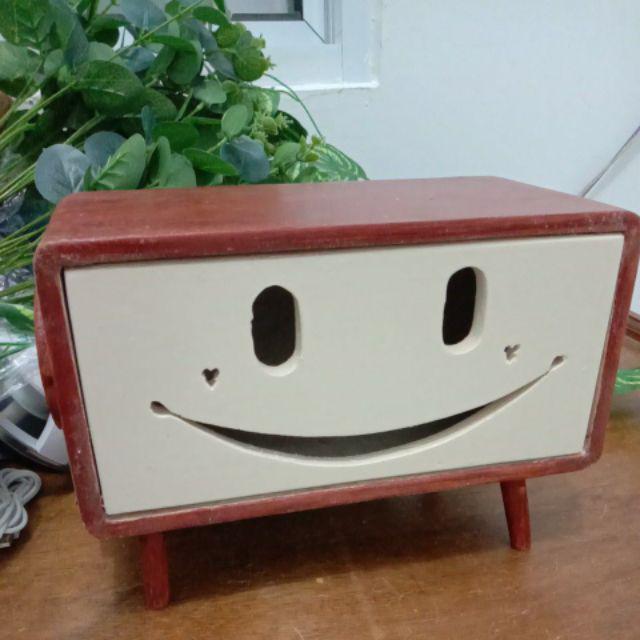 Kotak Tissu Kayu Smile Warna Kayu