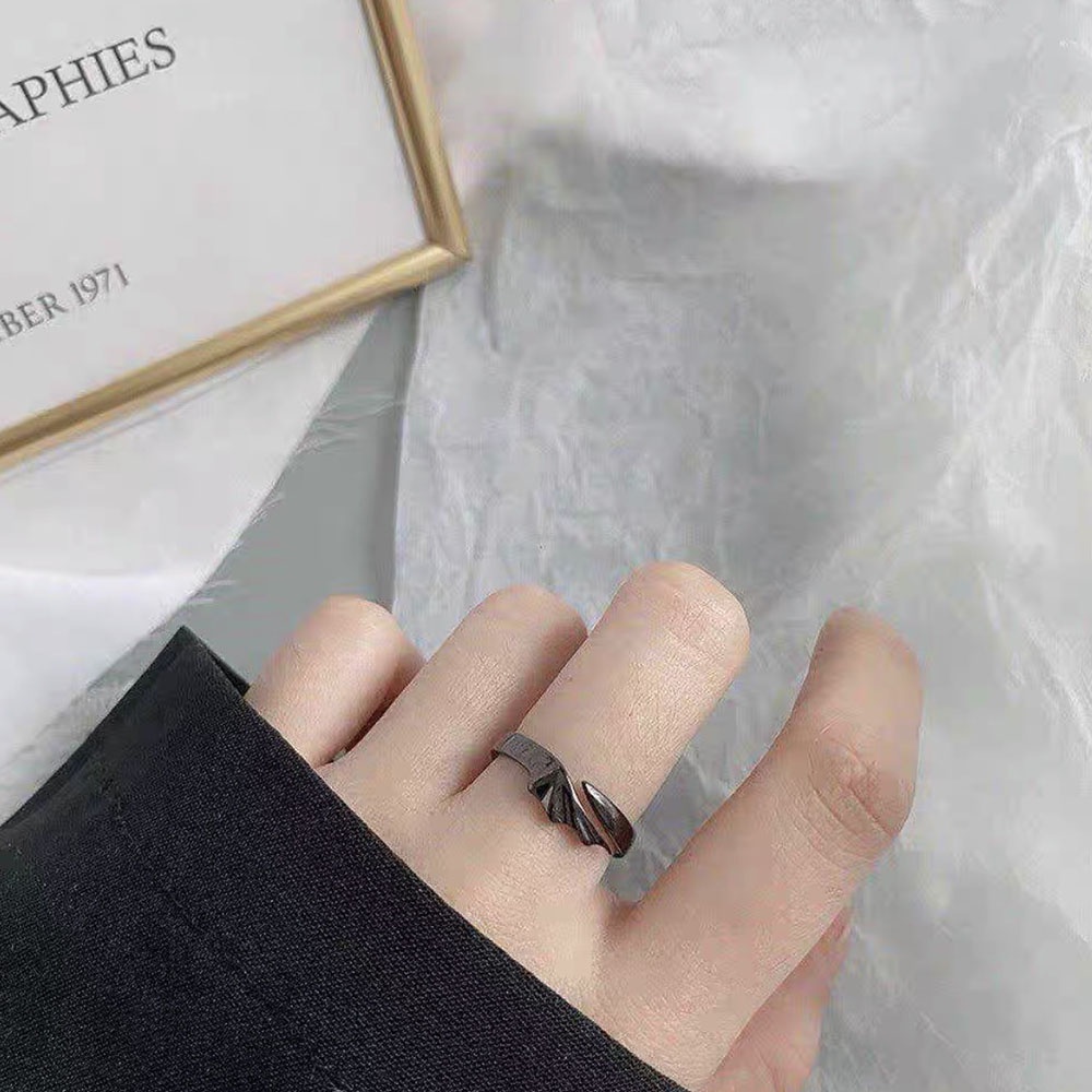 1 Pc Cincin Pasangan Bahan S925 Silver Dapat Disesuaikan Untuk Pria Dan Wanita