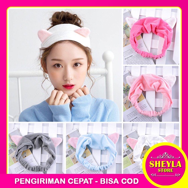 Bandana Karakter Kucing Lucu / Bando Bandana Beludru Rambut Wanita Unik / Aksesoris Import / TV-88