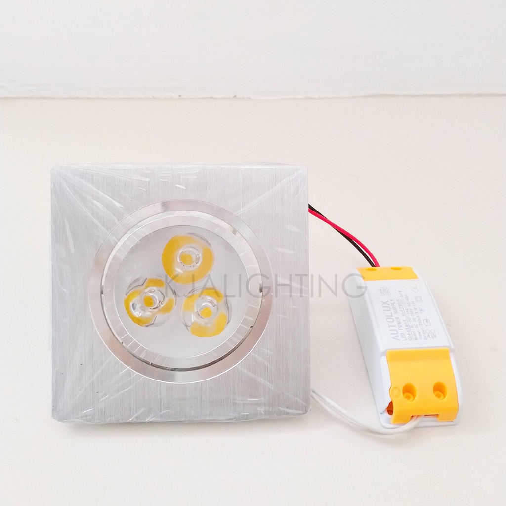 Lampu Downlight LED 3 Mata 3Watt Kuning Spot Sorot -Body Silver