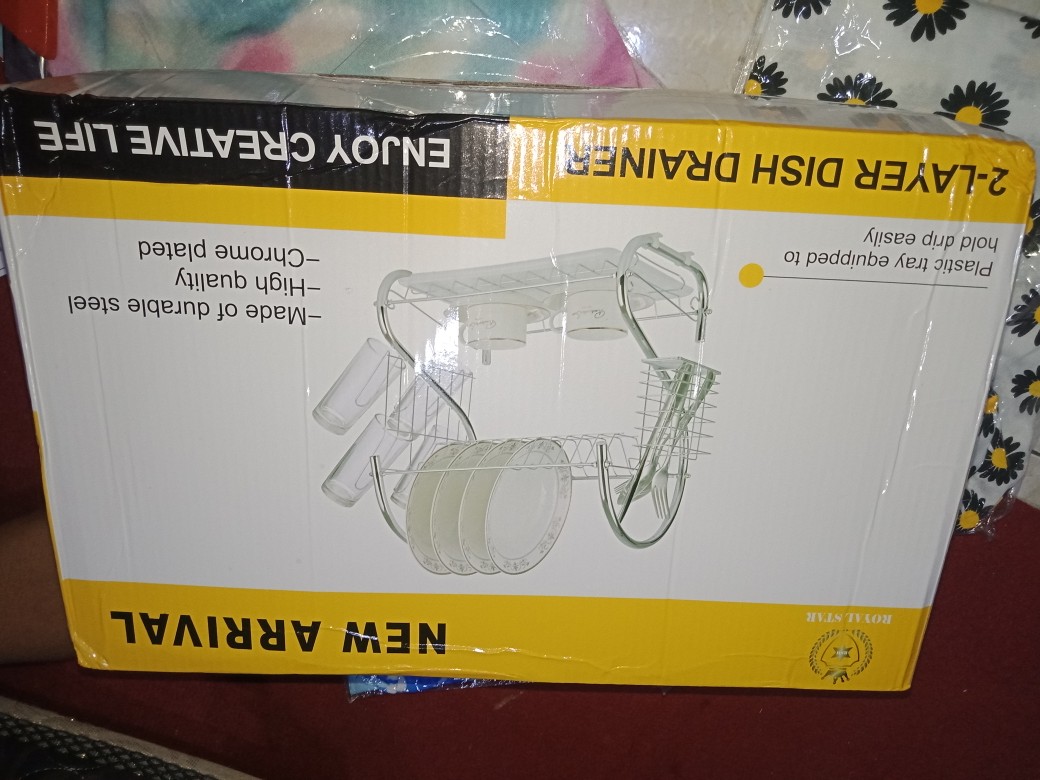 Rak Piring Stainless Minimalis Peralatan Dapur 2 Tingkat