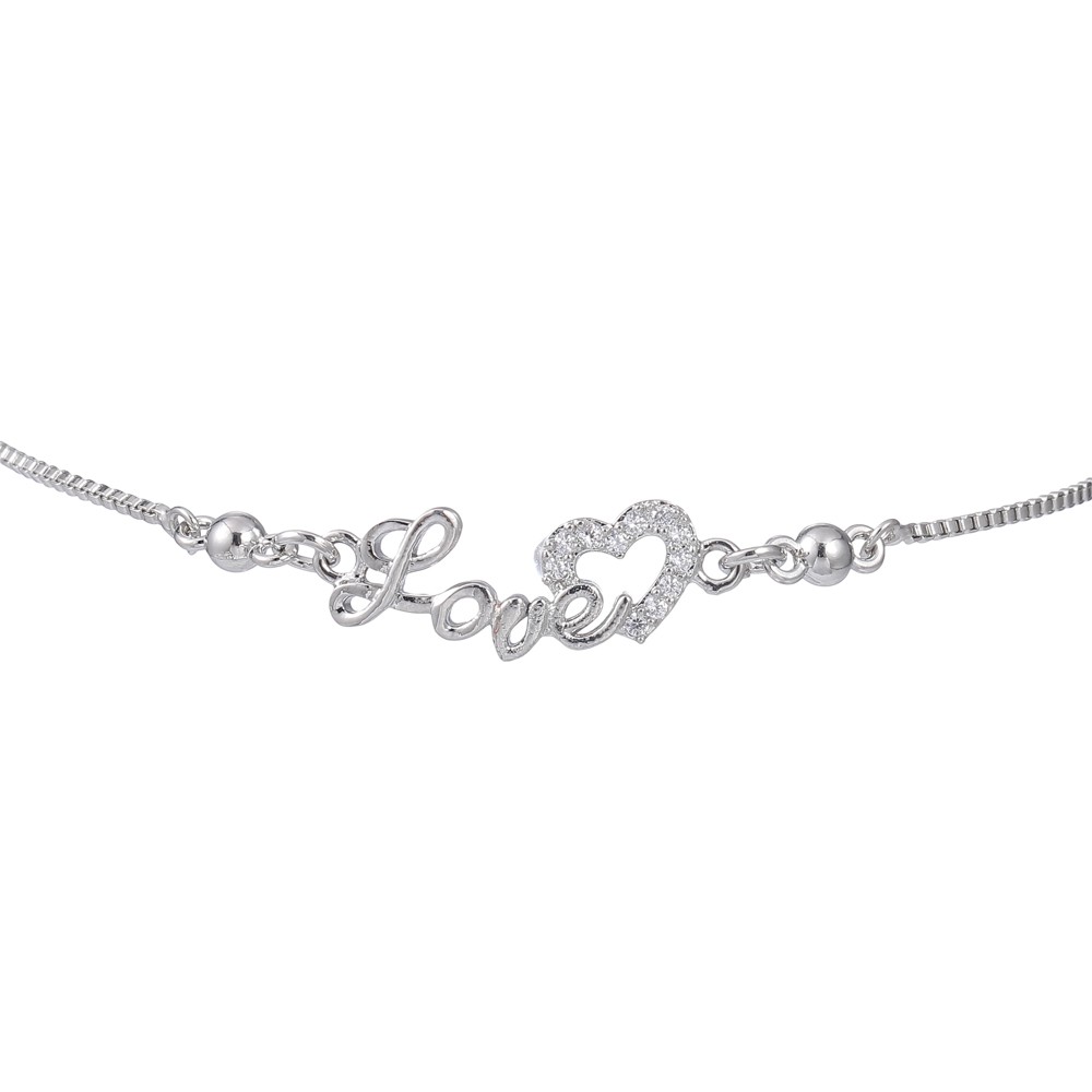 gelang wanita titanium anti karat LOVE heart gelang korean style asesoris wanita perak D317