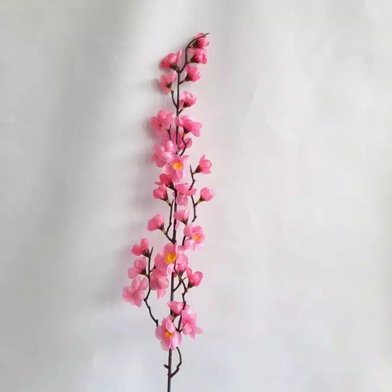 Bunga Hias Sakura Pink Polos Artificial Imitasi Plastik Palsu per Tangkai untuk Pajangan Dekorasi