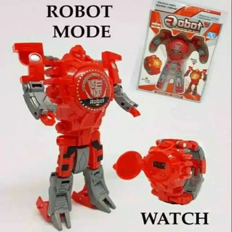 Jam tangan anak 2in1, Mainan robot jam tangan 2 in 1 Robot Transformers untuk Anak Laki-laki