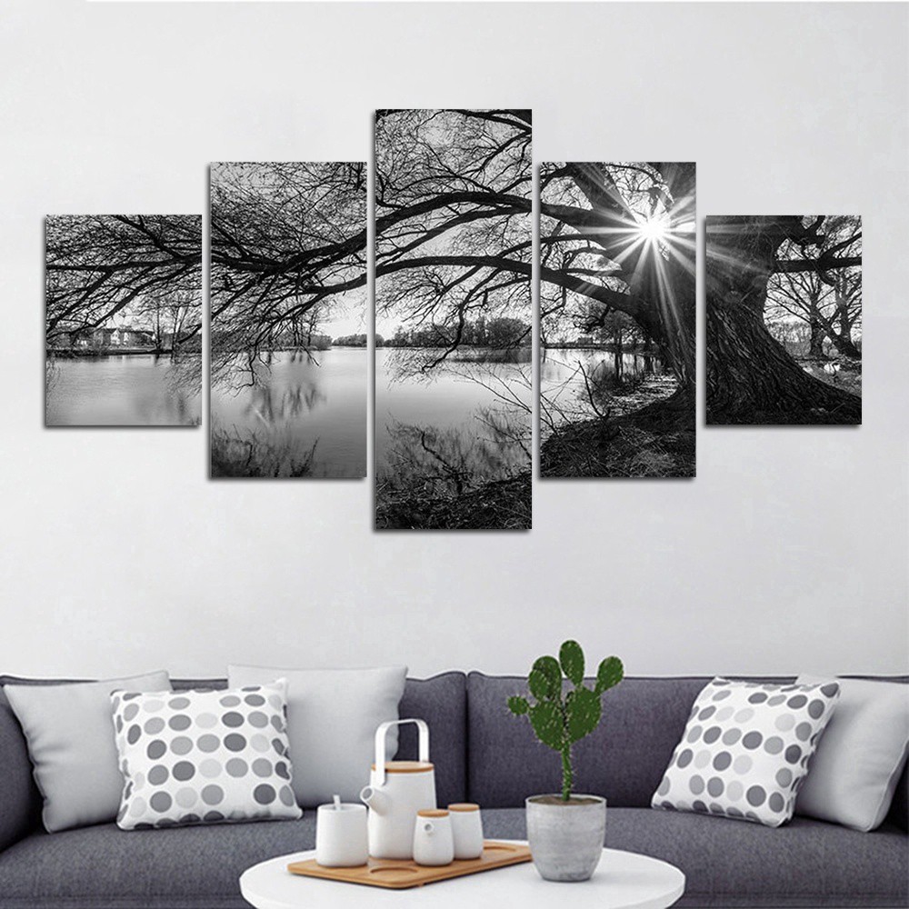 New Productexplosionbyfate Large Black White Canvas Art Print Home Decoration Wall Art Tree Flow Shopee Indonesia