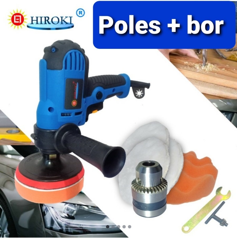 Hiroki HR 6125 RE Mesin Poles Mobil Motor + Bor Amplas Polisher