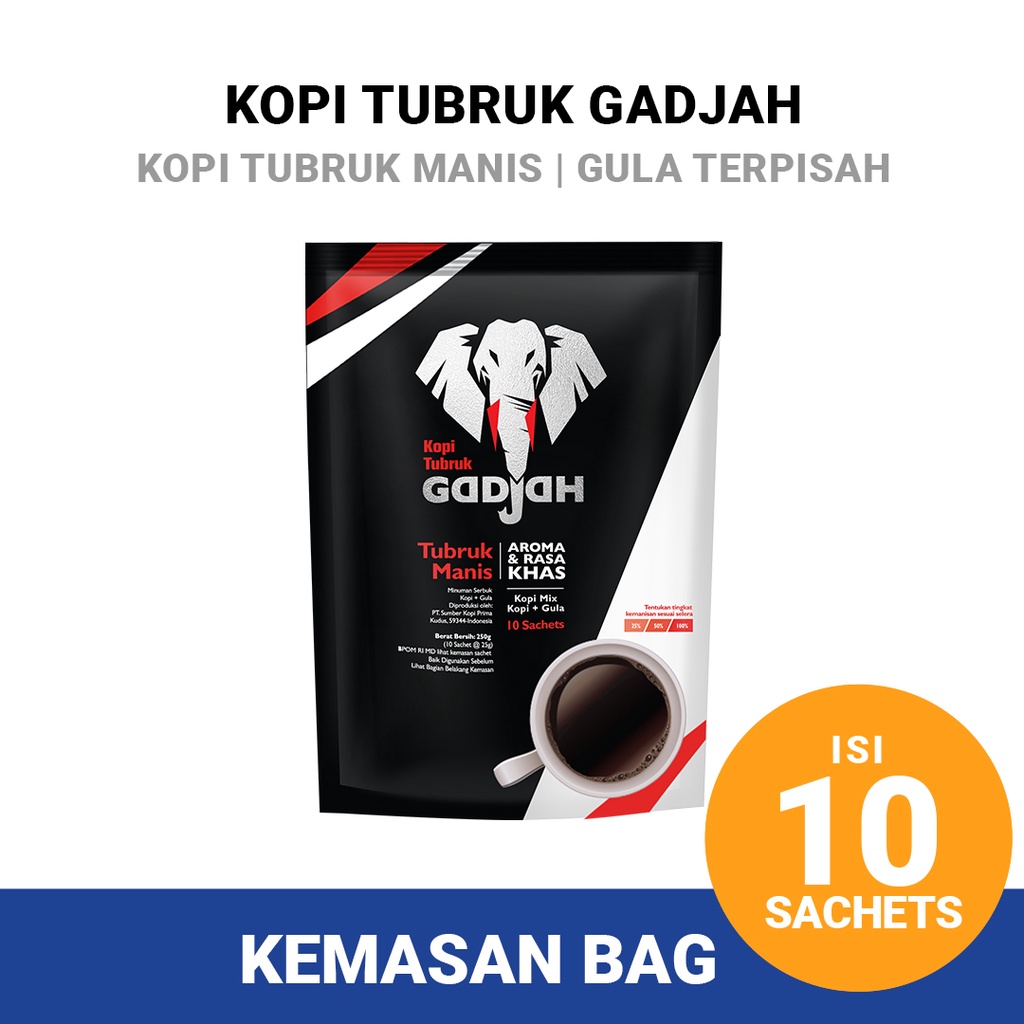 

Kopi Tubruk Gadjah Manis Kopi + Gula Bag [25 gr x 10 Sachets]