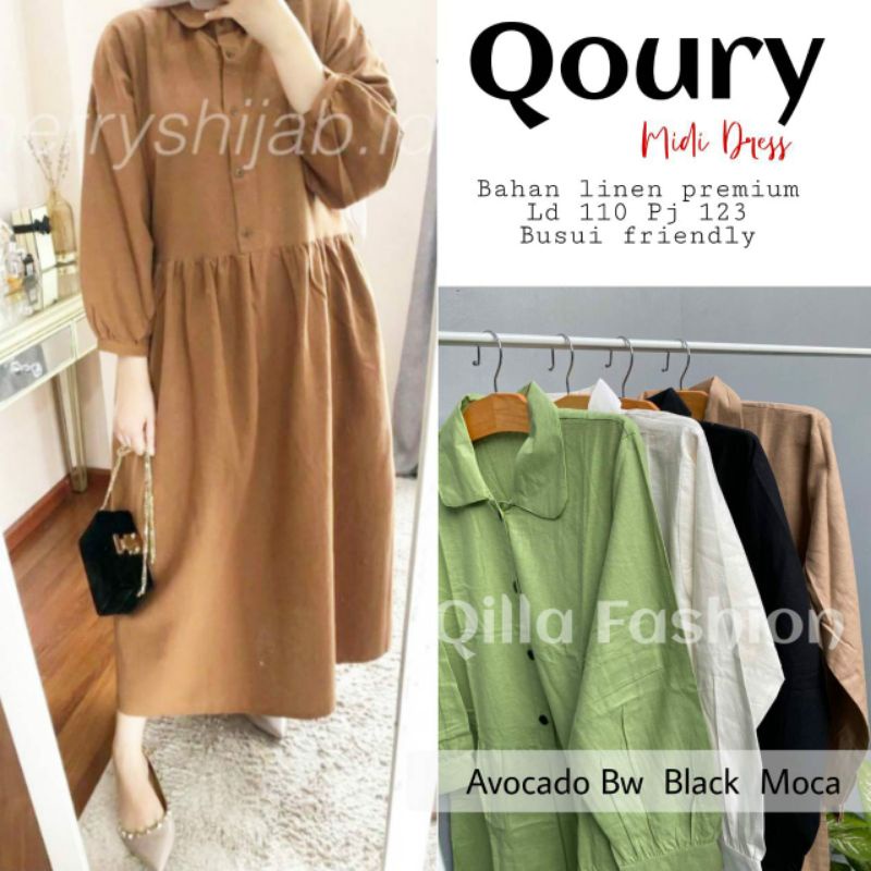 QOURY MIDI DRESS BY QILLA FASHION // MIDI DRESS WARNA  LD 110