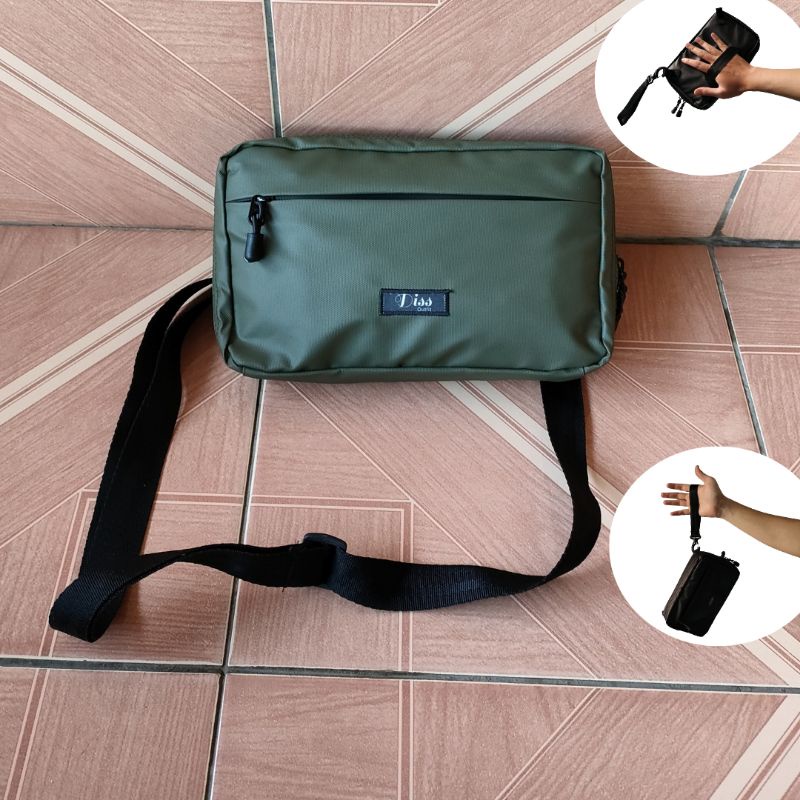 tas selempang waterproof pria / wanita, handbag 3 in 1 slingbag