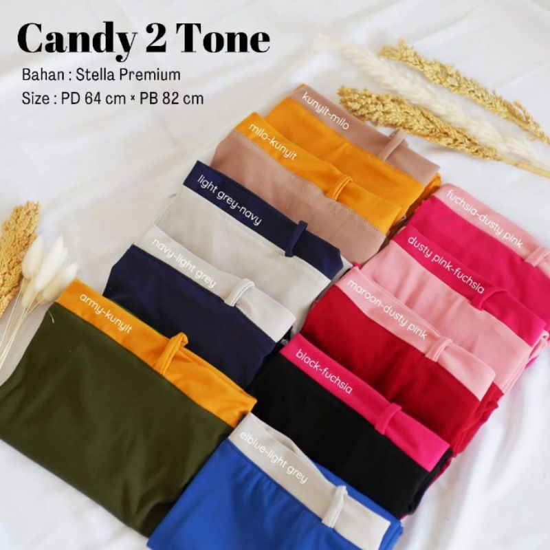 HIJAB ANAK / KHIMAR ANAK - NON PED TALI - CANDY 2 TONE BAHAN STELLA PREMIUM - BEST SELLER BISA COD