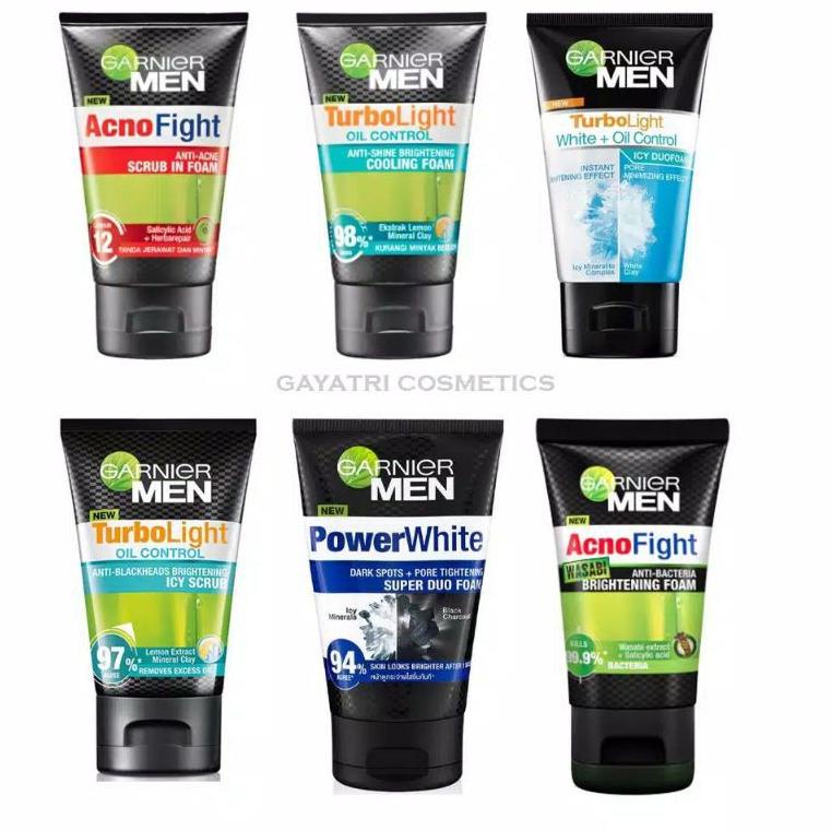 (QiH➨) ❤️GARNIER❤️MEN Facial Wash-Scrub Acno Fight-Turbo Light-Power White Series |Koleksi kekinian