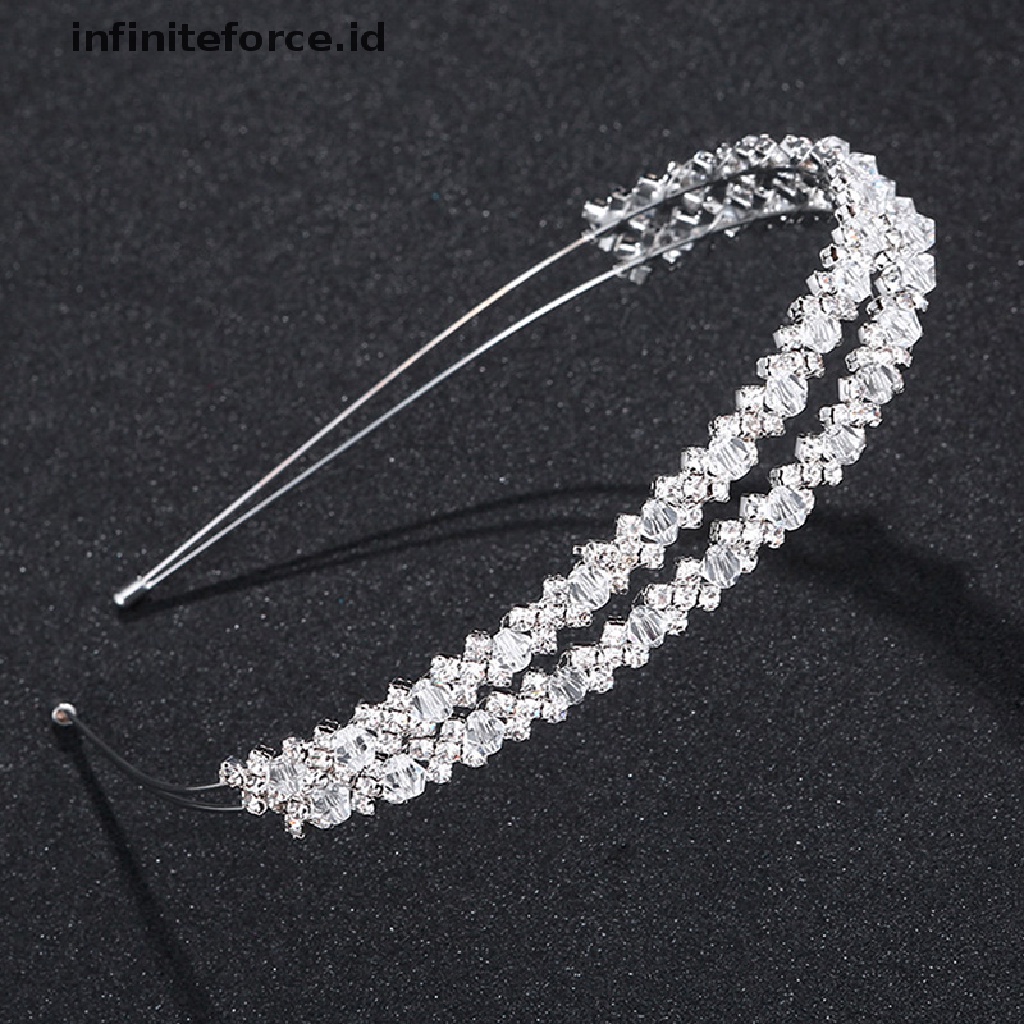 Infiniteforce.id Mahkota / Tiara Handmade Lapis Ganda Hias Kristal Untuk Pengantin Wanita