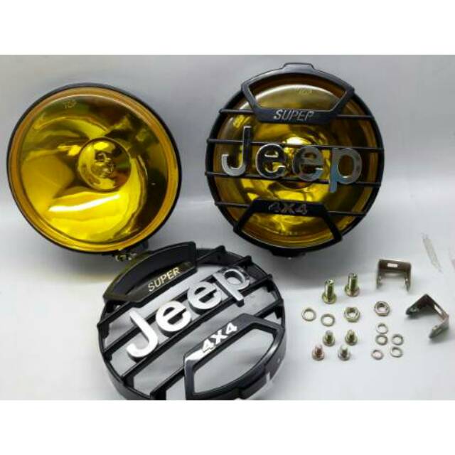 Lampu tembak 4x4 jeep bulat. Warna kuning