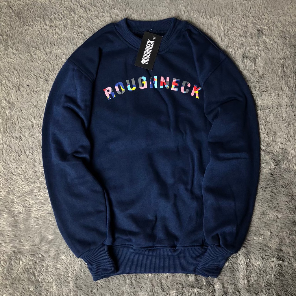 SWEATER ROUGHNECK BASIS CREWNEK PRIA WANITA TERBARU BLACK EDITION