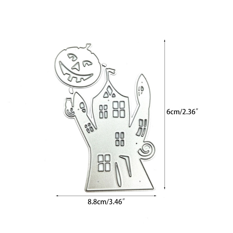 Cetakan Stensil Cutting Dies Motif Rumah Halloween Bahan Metal Untuk Scrapbook / Craft DIY