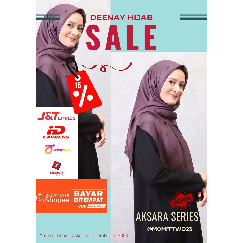 Kerudung Deenay Aksara Series / (Diskon dari 200rb) Jilbab Segi Empat Voal Motif Hijab Printing Ultr